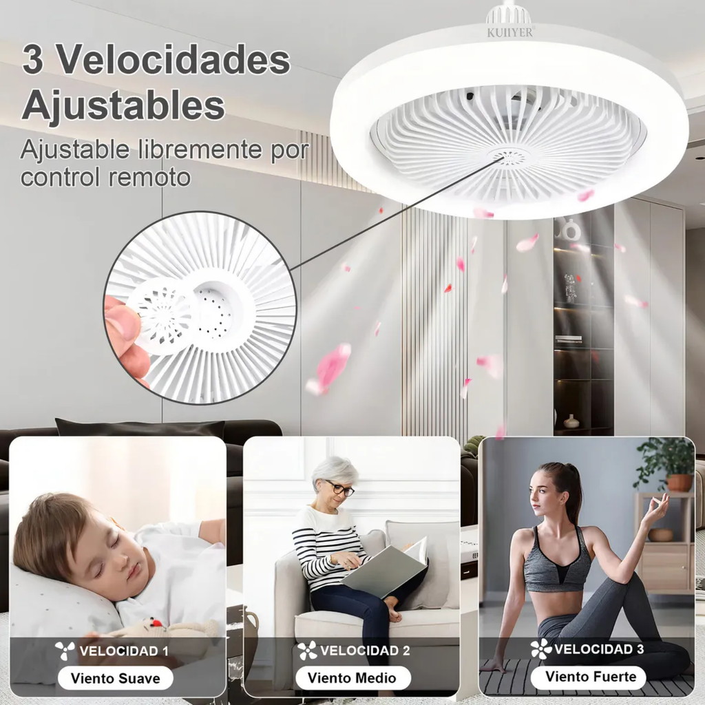 Lampara Ventilador con luz y control