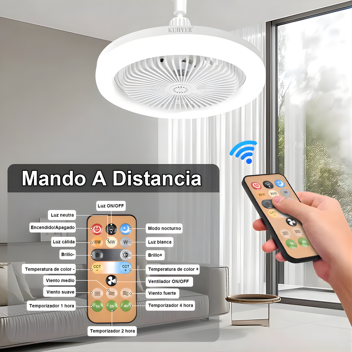 Lampara Ventilador con luz y control